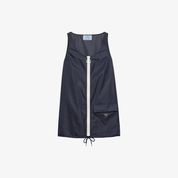 

Платье мини Prada Re nylon с контрастной молнией, синий