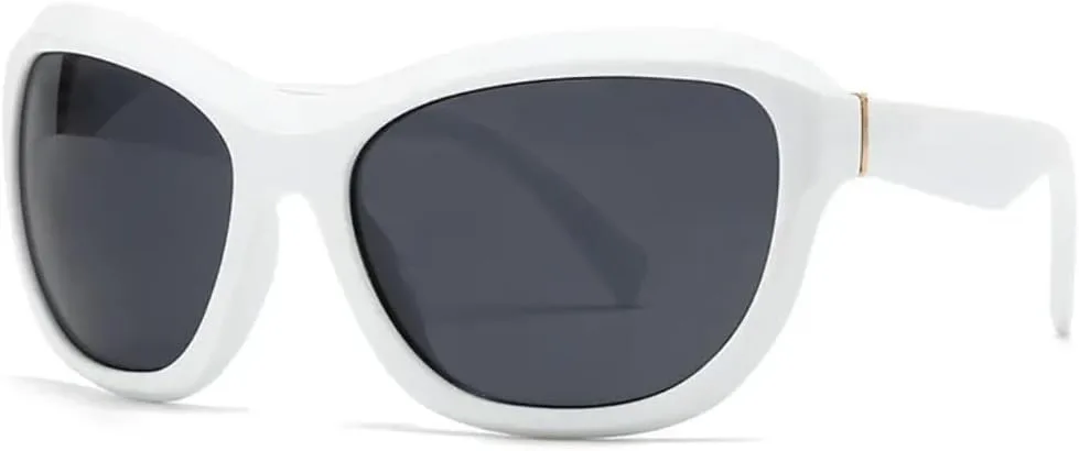 

Большие солнцезащитные очки для женщин и мужчин, роскошные, винтажные, популярные, в стиле панк, для вождения и активного отдыха (белые, черные) TVTBBVV, White Black