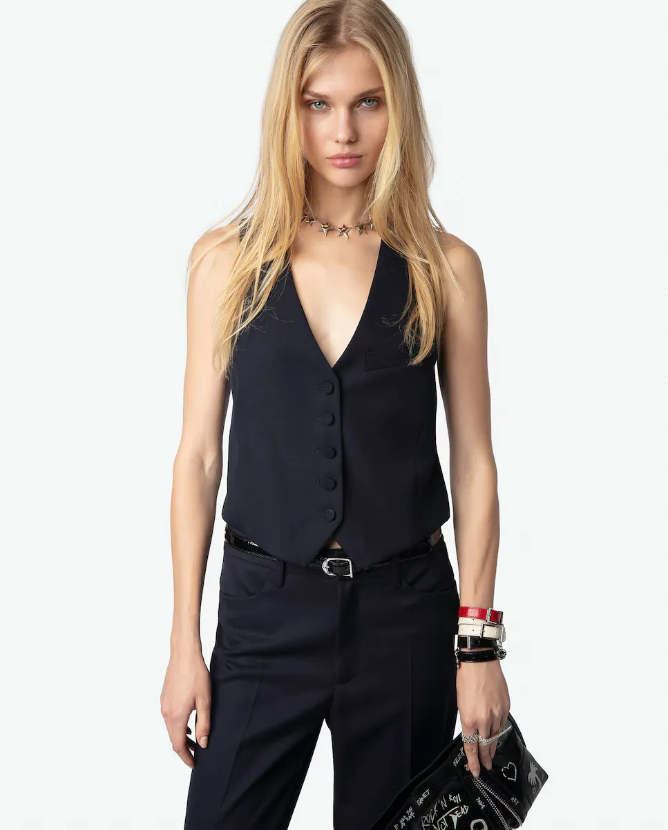 

Женский жилет Emaux 100% шерсть Zadig & Voltaire, тёмно-синий