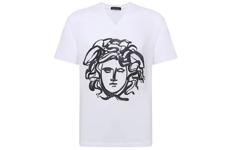 Футболка мужская белая V-образный вырез Moderate Straight Fit VERSACE, White