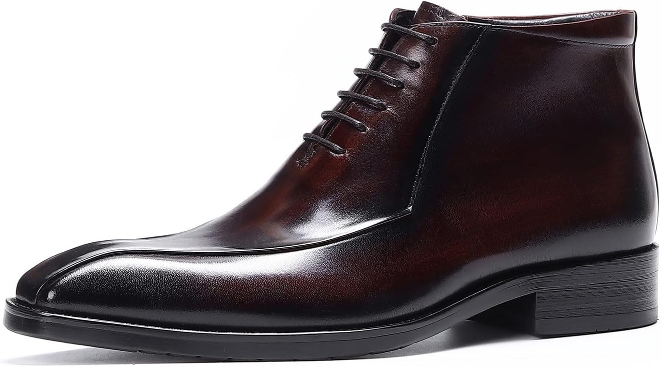 

Мужские ботинки Santimon Oxfords, формальные, из натуральной кожи, с гладким носком, на щиколотке, мужская мода, деловой стиль, повседневная одежда, на свадьбу, выпускной, под смокинг, комфортные западные ботинки на шнуровке, Coffee