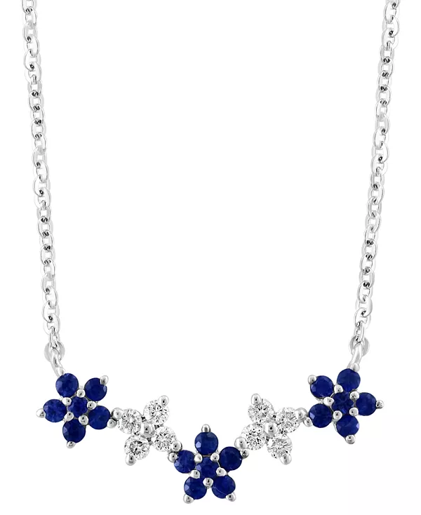 

Ожерелье-Воротник в форме цветка с сапфирами (3/8 карата) и бриллиантами (3/8 карата) из 14-каратного белого золота, 16 дюймов + 2 дюйма (также с рубином) Lali Jewels, sapphire