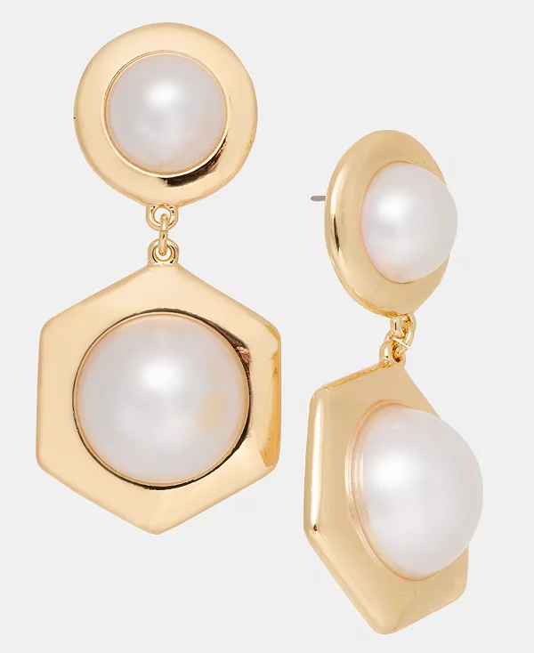 

Серьги-Подвески шестигранники, эксклюзив от Macy's I.N.C. International Concepts, gold/pearl