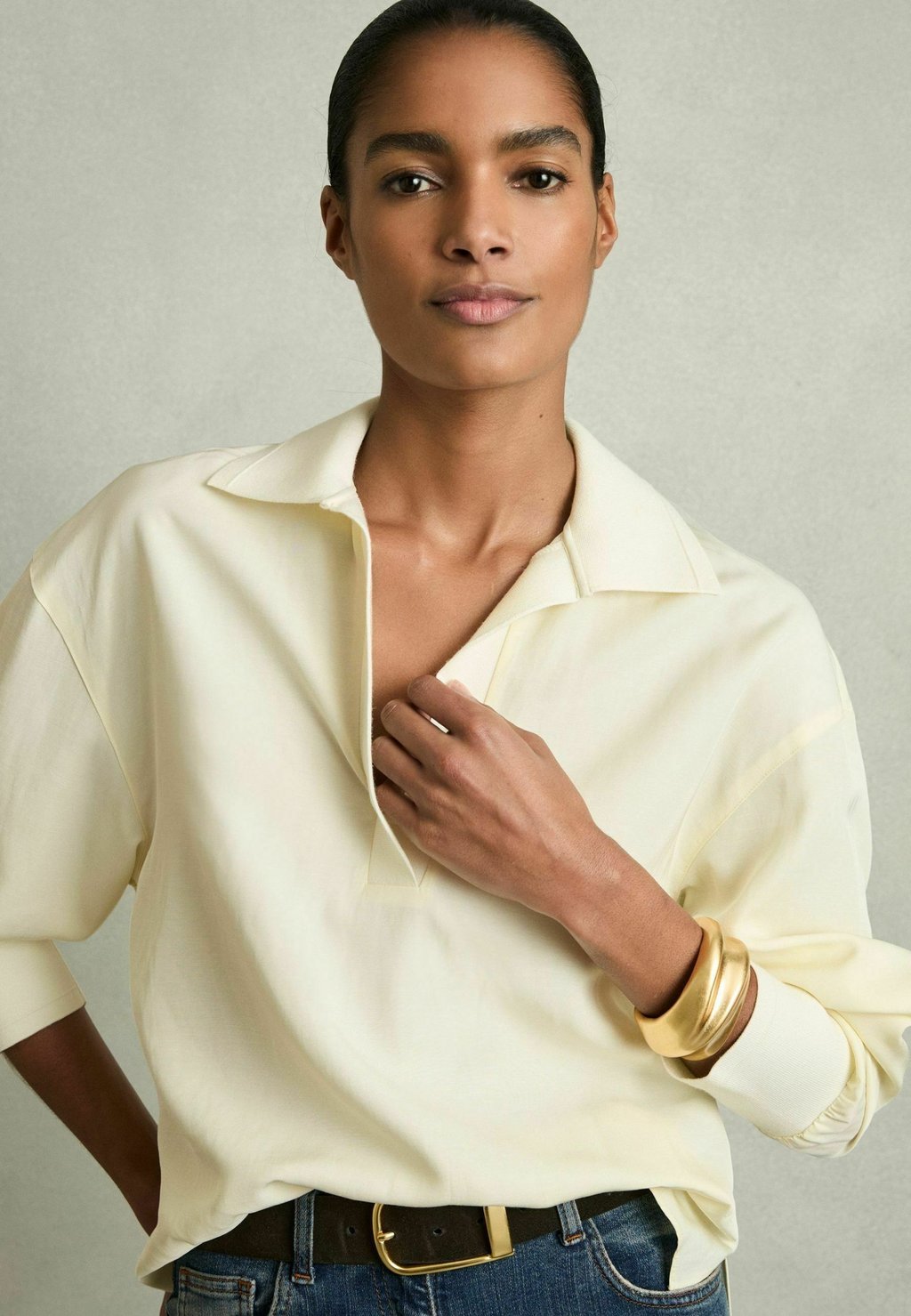 

Рубашка поло ISOBEL OVERHEAD OPEN COLLAR Reiss, желтый