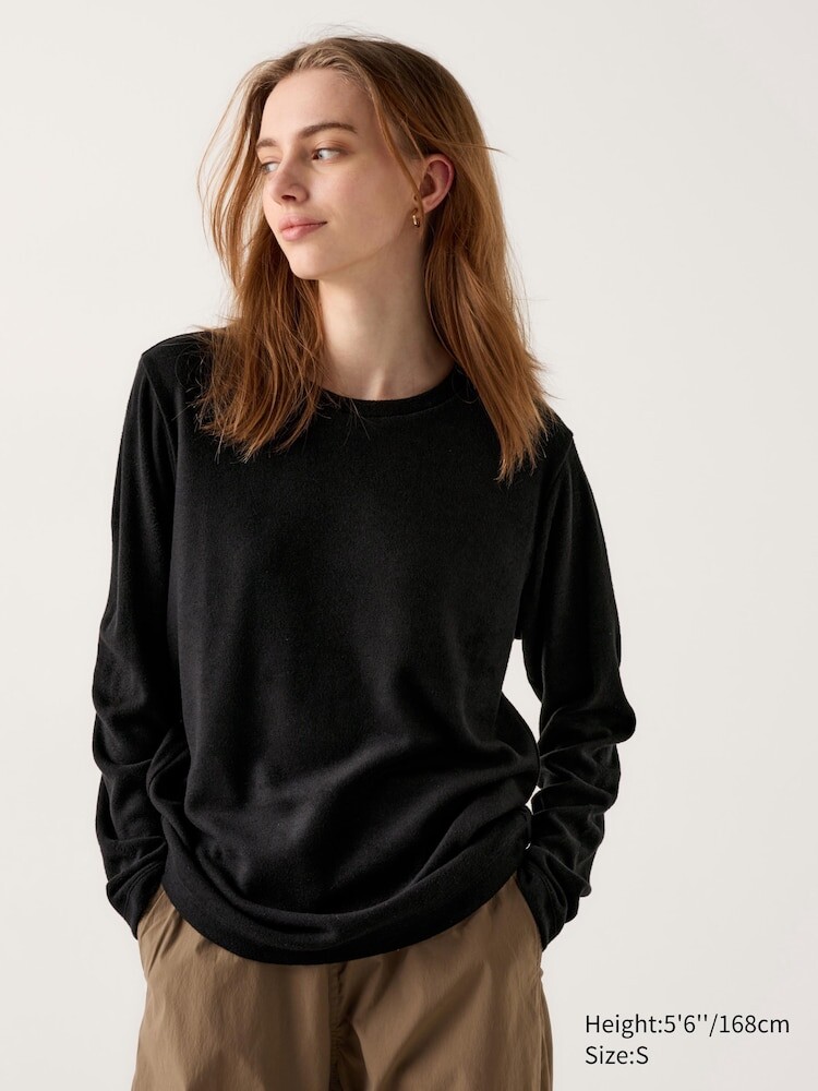 

Лонгслив из флиса heattech Uniqlo, черный