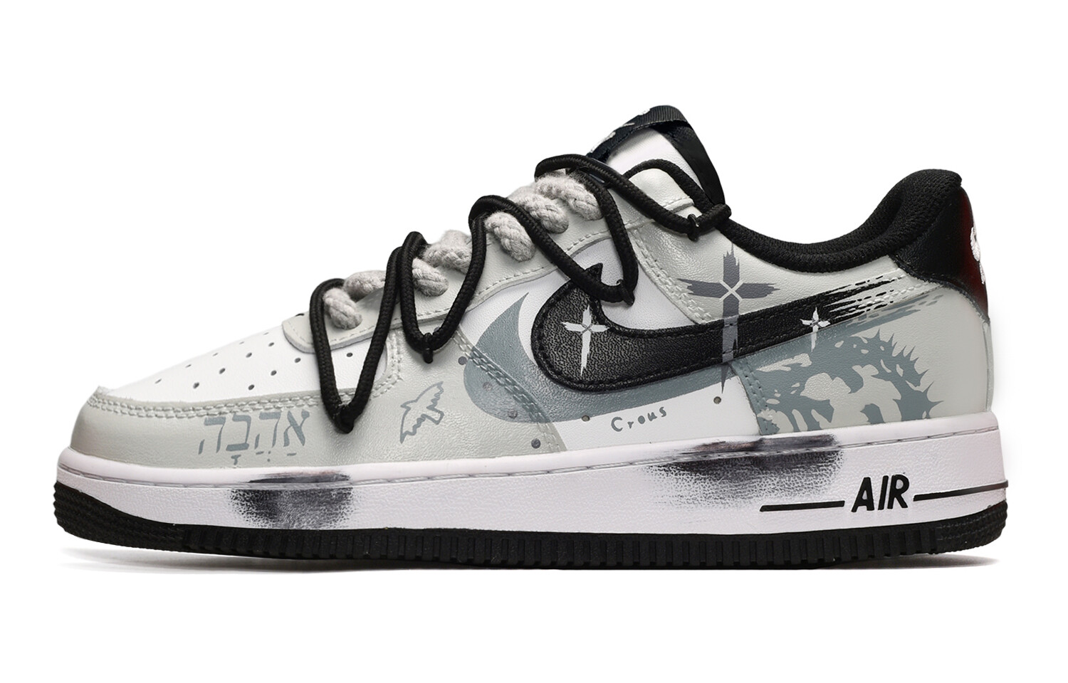 

Кроссовки Nike Air Force 1 Skateboard Shoes Men Low-Top Black White Gray