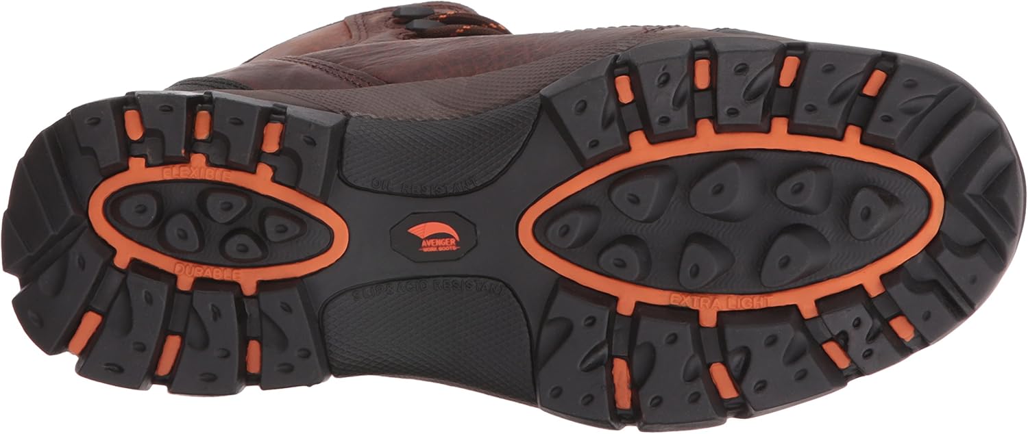 Мужские рабочие ботинки FSI FOOTWEAR SPECIALTIES INTERNATIONAL 7644 средней высоты, кожаные, водонепроницаемые, с мягким носком, без видимых металлических деталей, с защитой от влаги Avenger, коричневый — фото 4