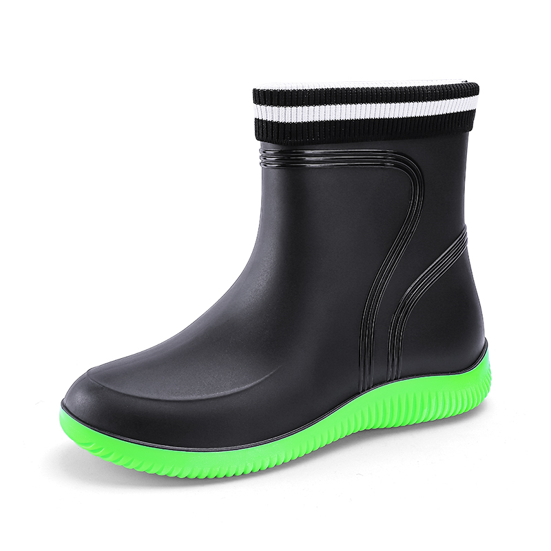 

LONGYING Мужские резиновые сапоги черно-зеленые, цвет Black Green