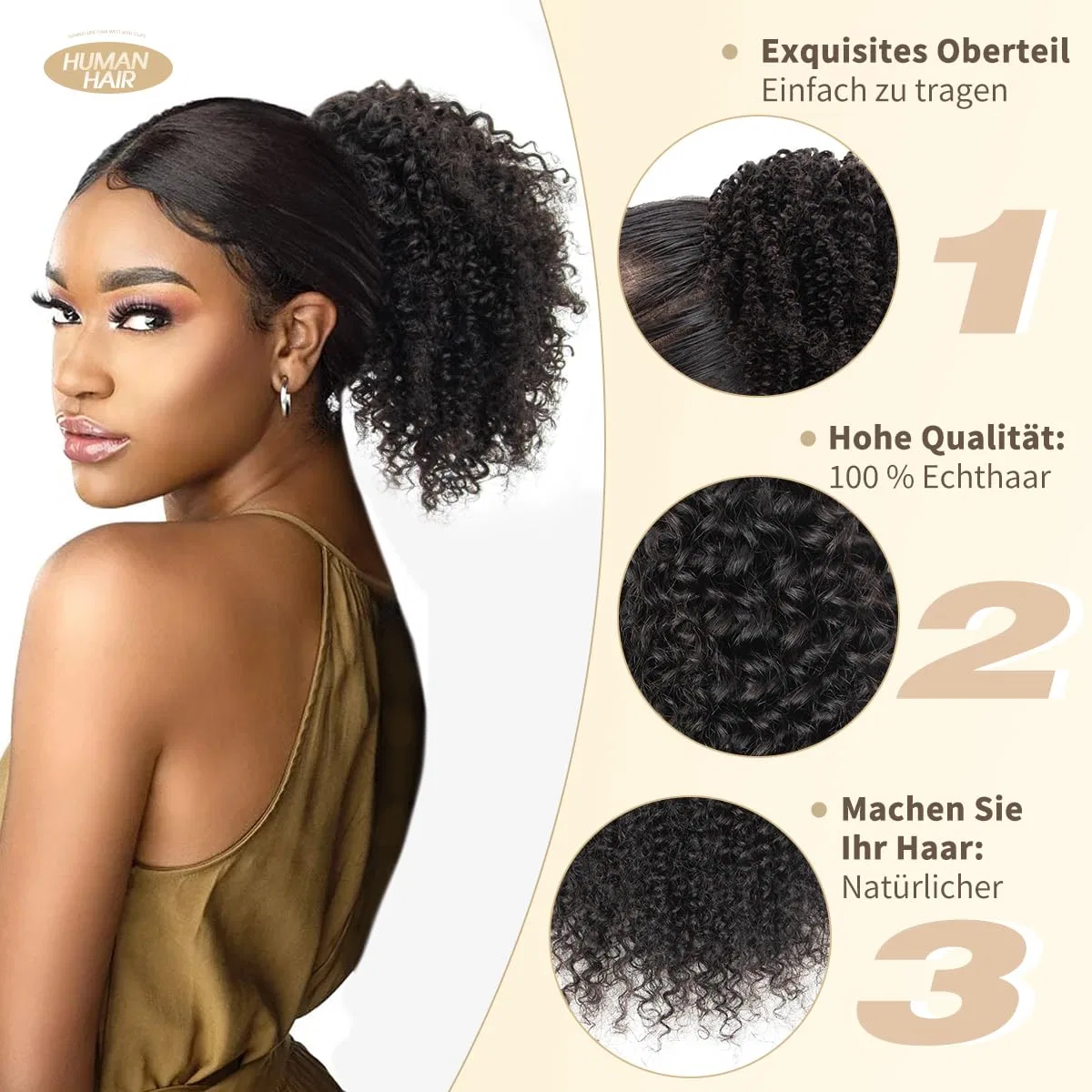 Накладной хвост из натуральных волос «Afro Kinky Curly» 20 см Isheeny — фото 4