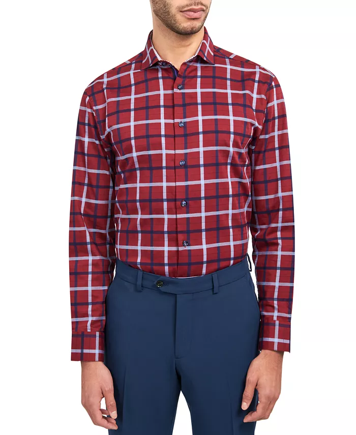 

Мужская классическая рубашка с клеткой windowpane MICHELSONS OF LONDON, красный