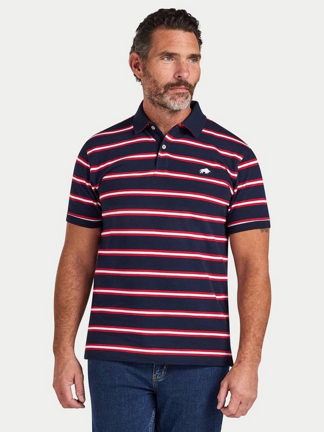 

Классическая поло с тройной полоской и узором "птичий глаз" Raging Bull, Red