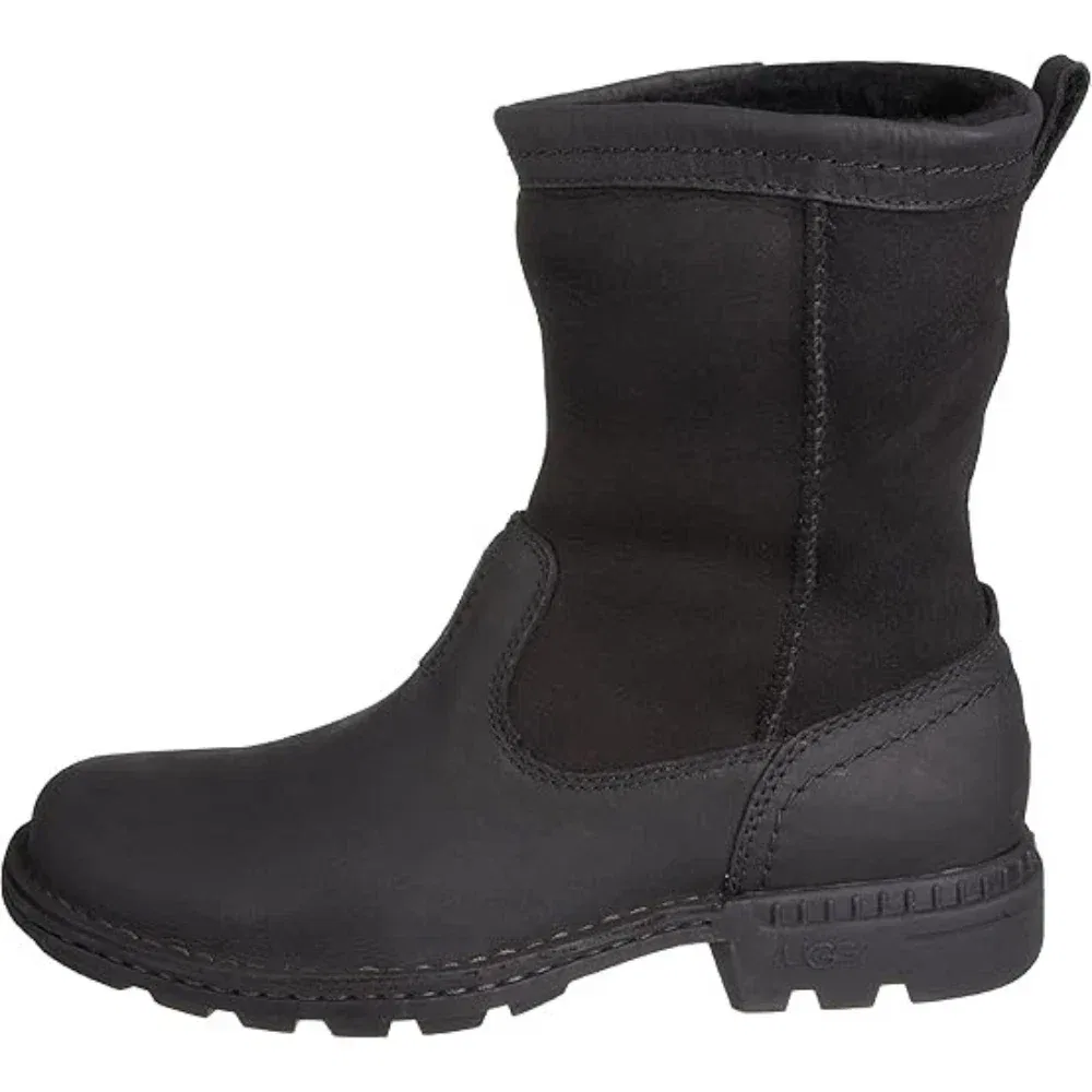 Мужские сапоги UGG Hartsville, черные, кожаные, водонепроницаемые, на подкладке из овчины, GBNC447 — фото 3