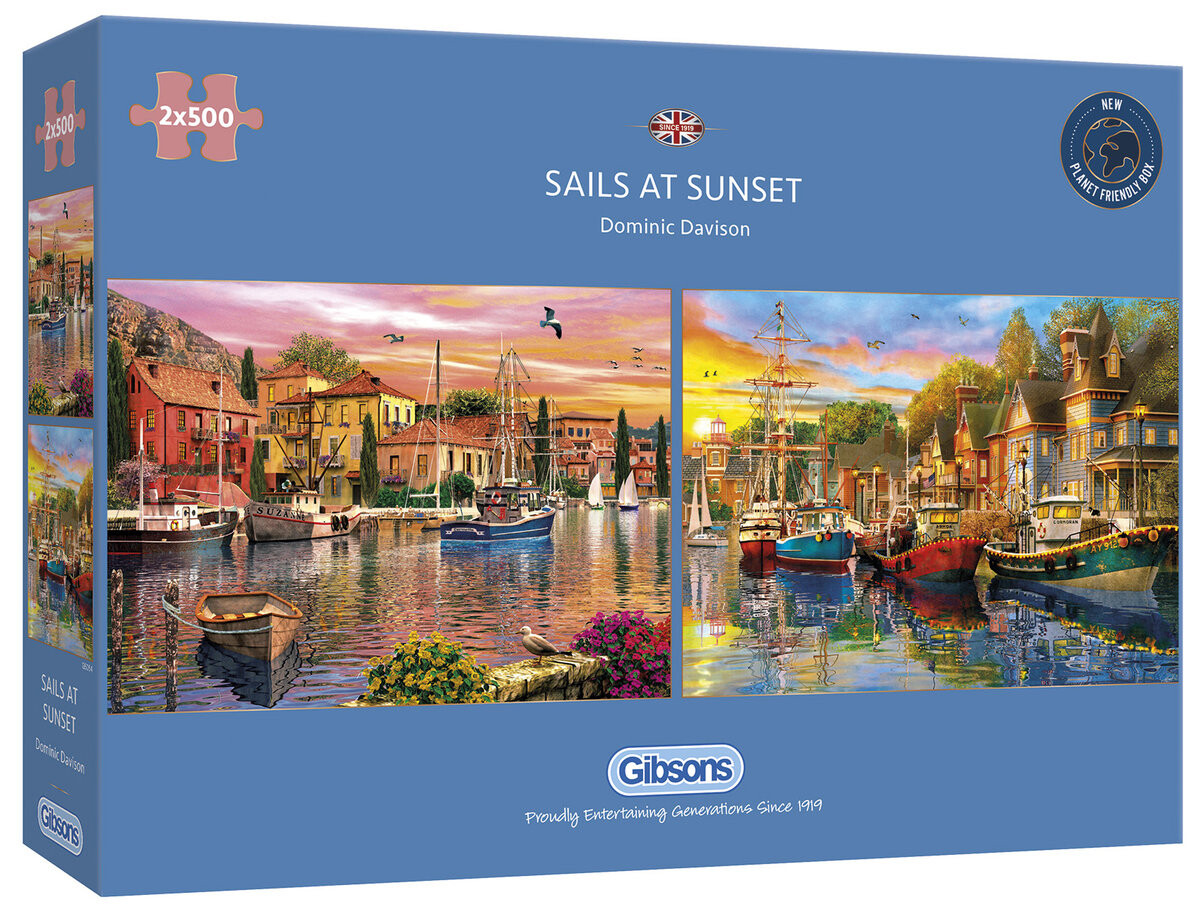 

Гибсоны, пазл, Паруса на фоне заходящего солнца, 2х500 шт. Gibsons