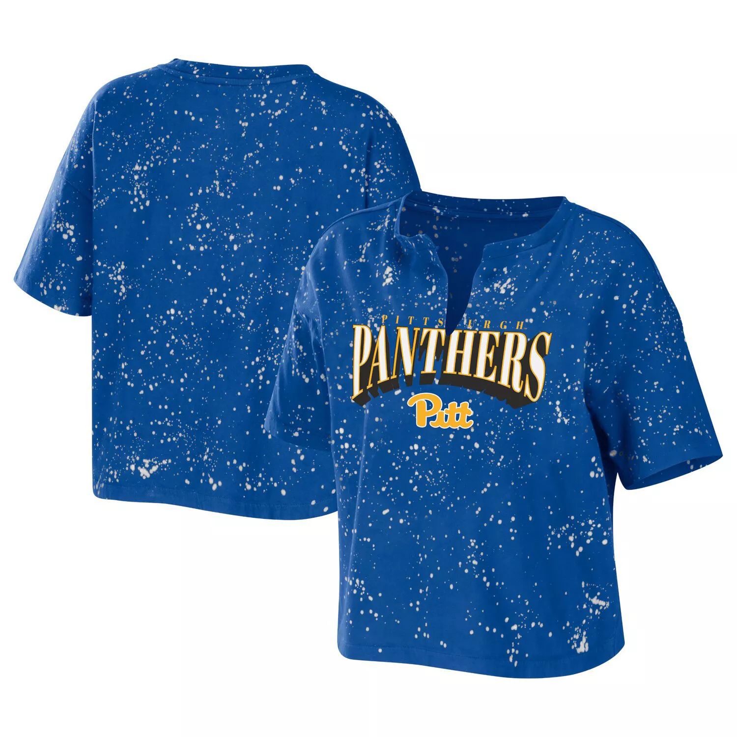 

Женская одежда Erin Andrews Футболка Royal Pitt Panthers Bleach Wash Splatter Notch Neck