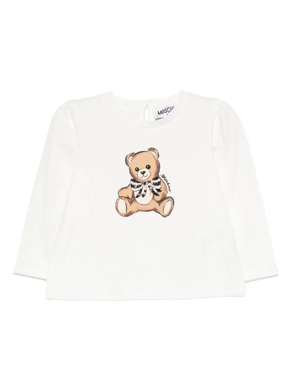 

Топ с длинными рукавами и принтом плюшевого мишки Moschino Kids, белый