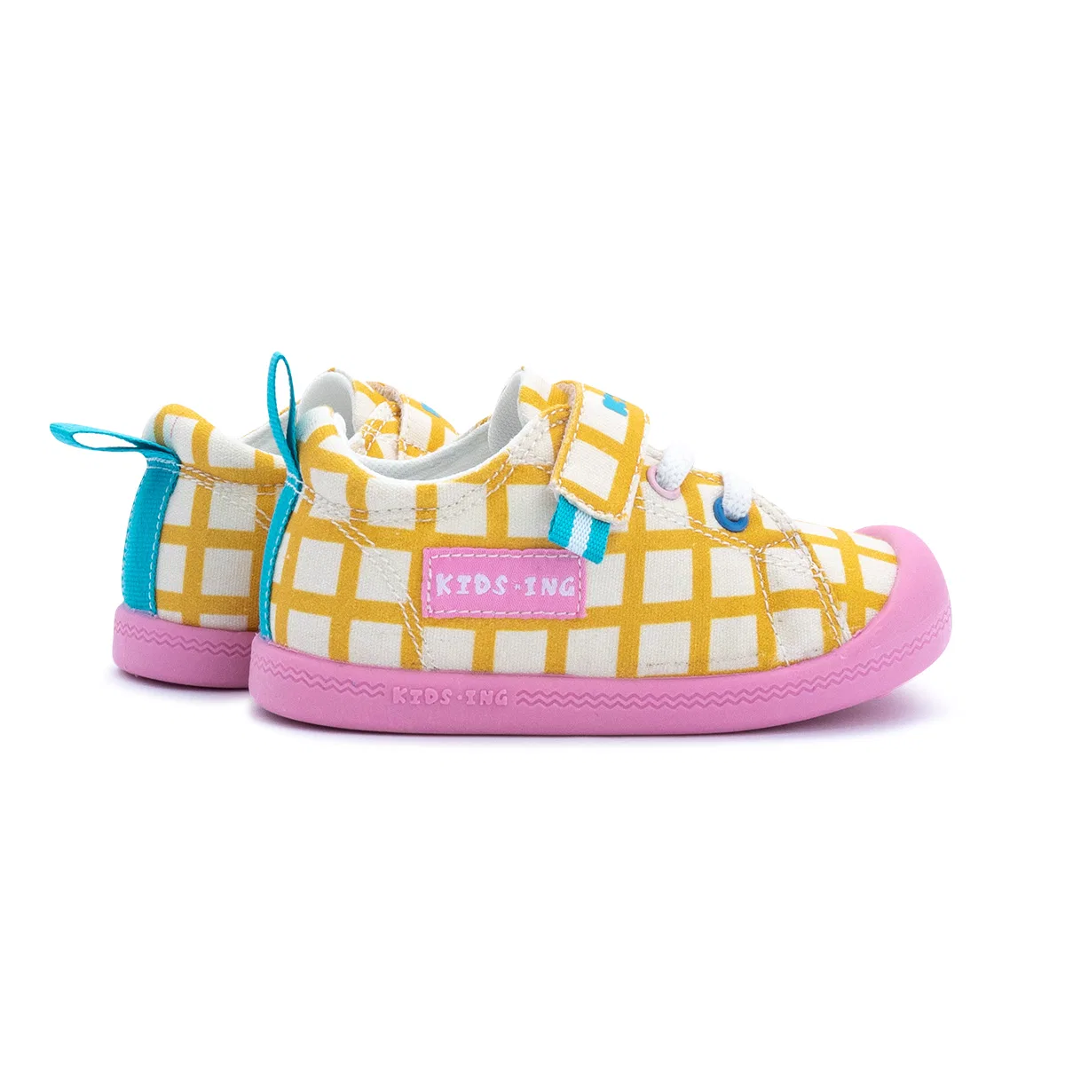 Кеды детские slip-resistant KIDSING ярко-желтые в клетку — фото 4