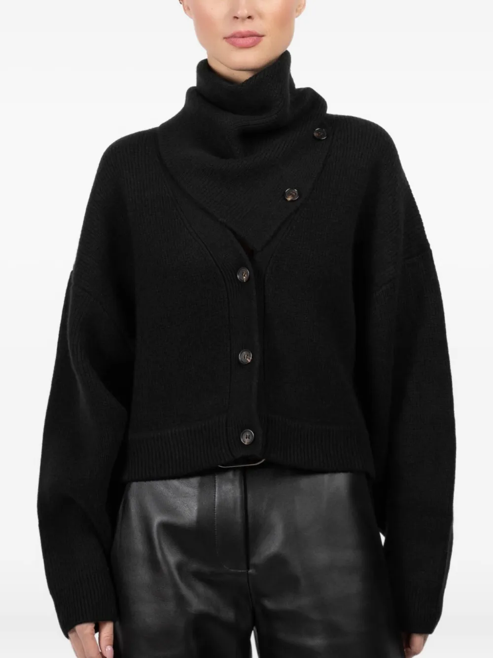 

Кардиган с асимметричным вырезом и пуговицами Le Kasha, черный