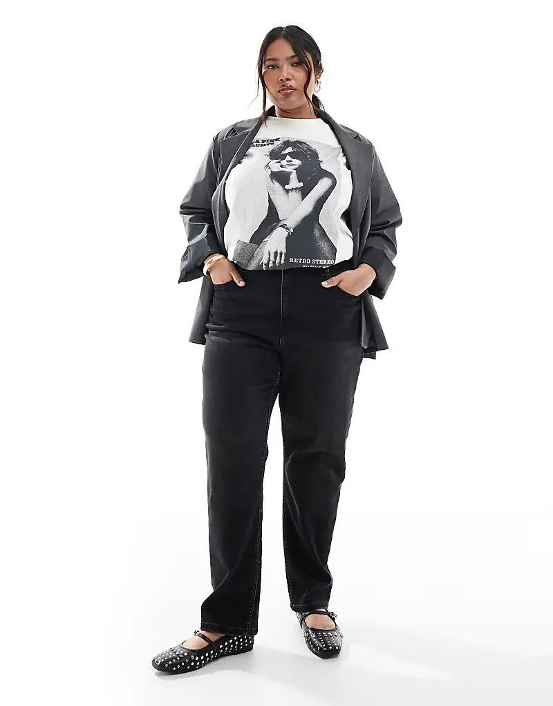 

Джинсы mom fit Curve ASOS DESIGN облегающего кроя черного цвета Asos Curve