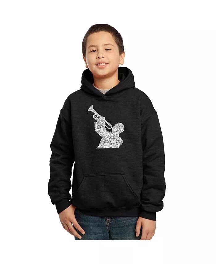 

Толстовка с капюшоном Word Art для мальчиков - ДЖАЗОВЫЕ ПЕСНИ ВСЕХ ВРЕМЕН LA Pop Art, черный