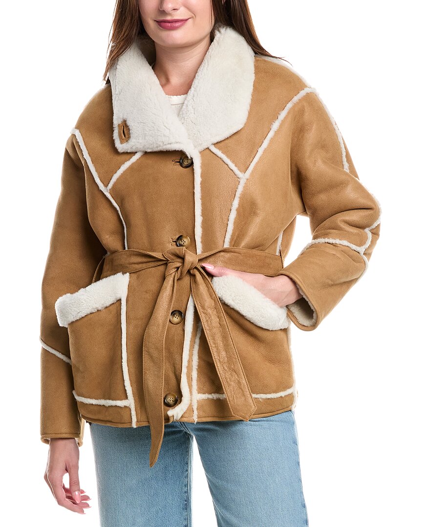 

Кожаное пальто Maje, Tan