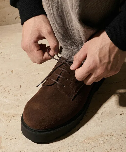 Мужские замшевые дерби FIRENZE ATELIER на среднем каблуке