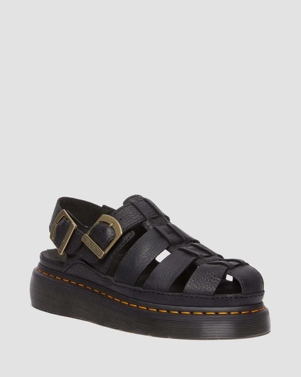 

Кожаные сандалии в рыбацком стиле Dr. Martens Wrenlie Grizzly, цвет Black — Grizzly