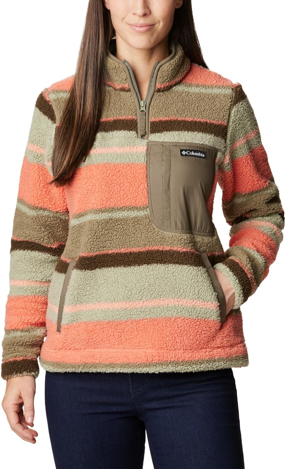 

Женский свитер Columbia West Bend с застежкой-молнией 1/4, Stone Green Serendipity Stripe