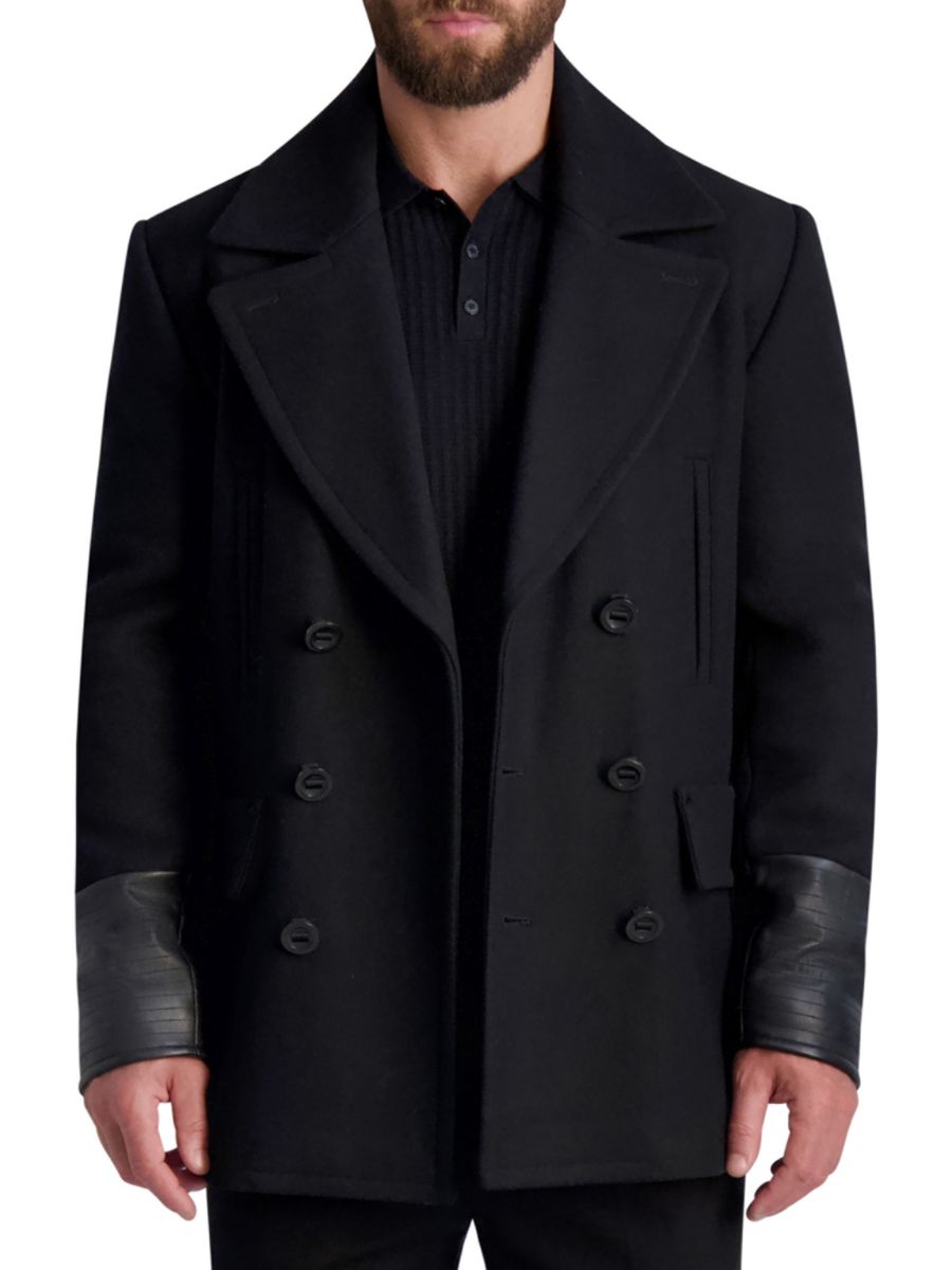 

Двубортное спортивное пальто из шерстяной смеси Karl Lagerfeld Paris, черный