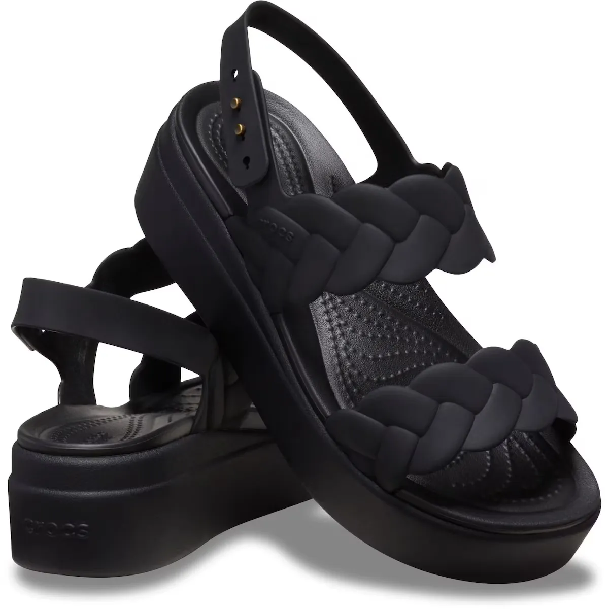 Brooklyn Тканый Верх LW Crocs Женские босоножки, чёрный — фото 2