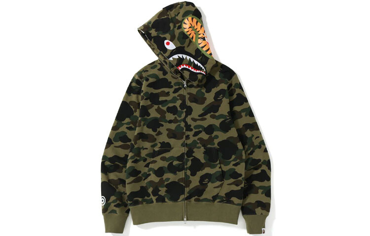 BAPE 1st Camo Shark Толстовка с капюшоном на молнии FW22 A Bathing Ape, зеленый — фото 2