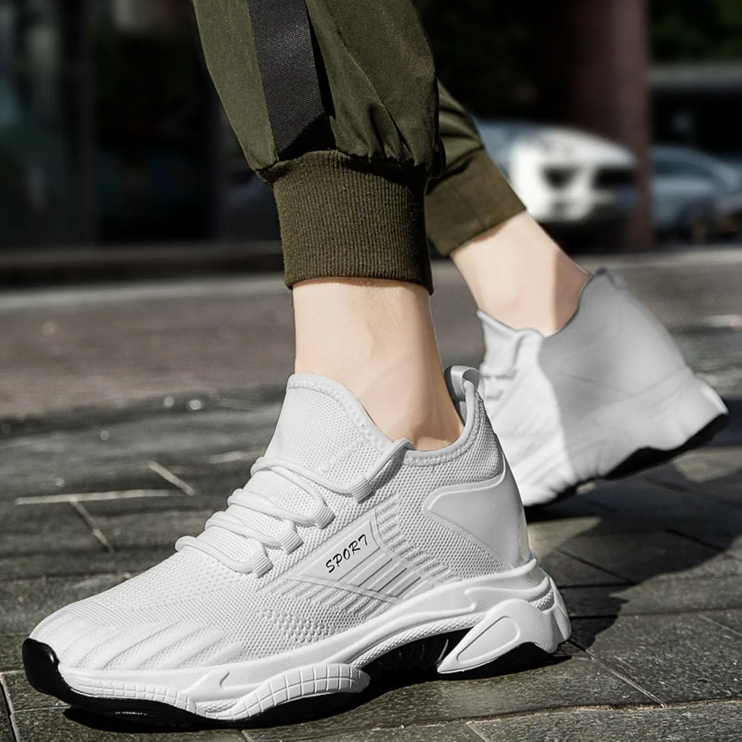 Generisch 2026-Кроссовки mit größerer Größe, modische, einfarbige, atmungsaktive Mesh-Laufschuhe, lässig, leicht, sportlich, Weiß — фото 4