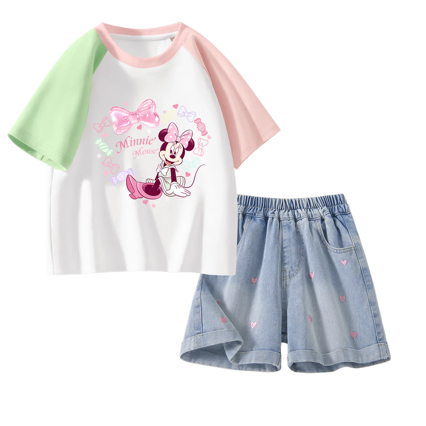 Спортивный костюм Disney Casual Sportswear 2 Pack, прозрачное сердце зеленый+розовый и джинсовый синий