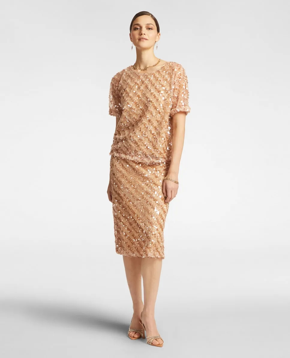 

Прямая юбка с пайетками Elena Miró, бежевый