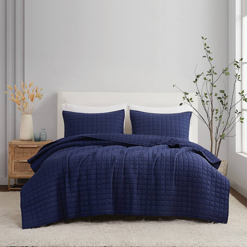 

Комплект льняных одеял Brooklyn Loom темно-синего цвета King, цвет Navy Blue