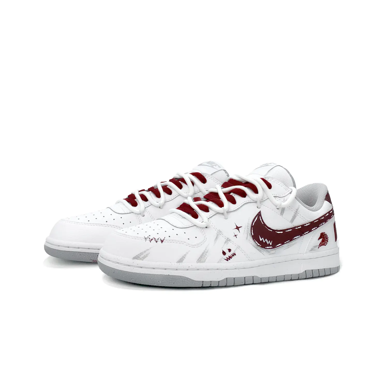 Nike Big Wild Horse Star Low top Skateboard Shoes мужские бело-красные — фото 4