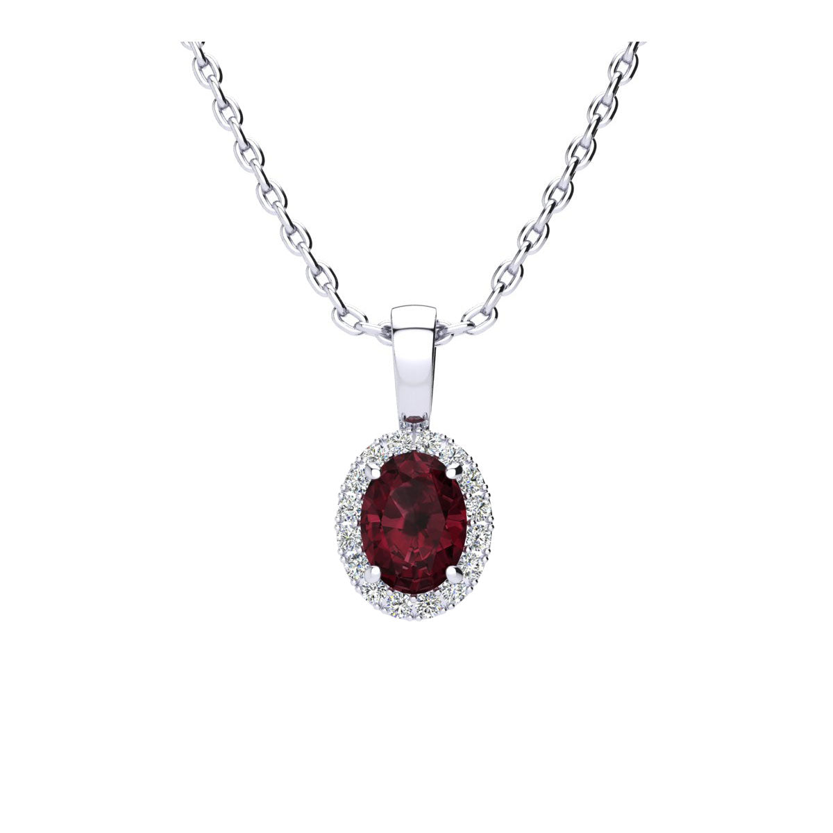 

Ожерелье из стерлингового серебра с овальным камнем 1 карат и бриллиантом в форме ореола на цепочке длиной 18 дюймов Superjeweler, Garnet