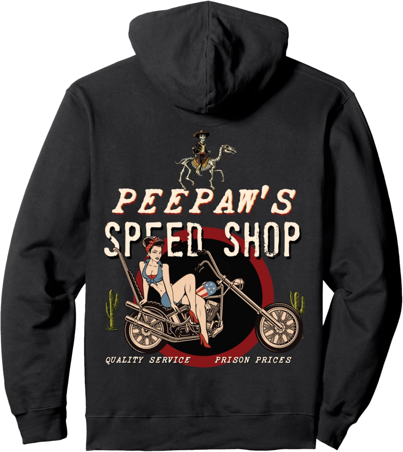 

Худи PeePaw's Speed Shop Hot Rod Sexy Pin Up Chopper Bike Hoodie, черное (black 19-3911tcx), размер S