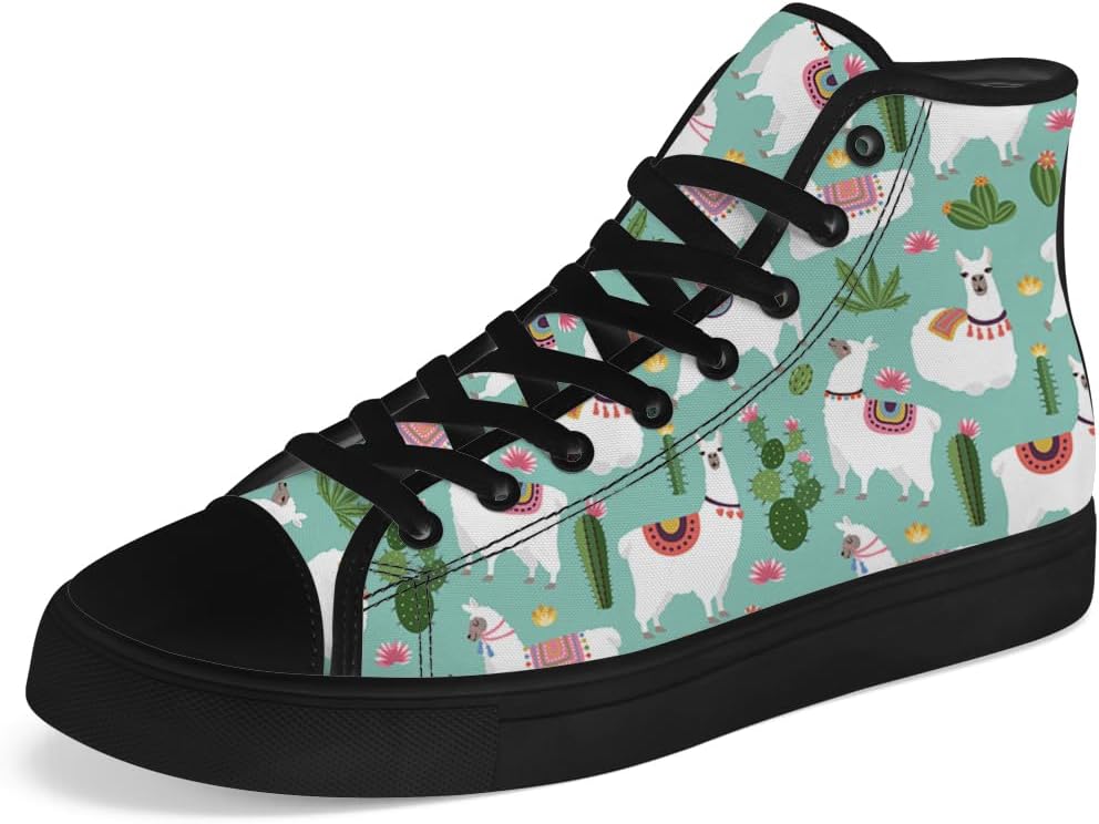 

Высокие парусиновые кроссовки с изображением ламы для мужчин и женщин Chebing, зеленый