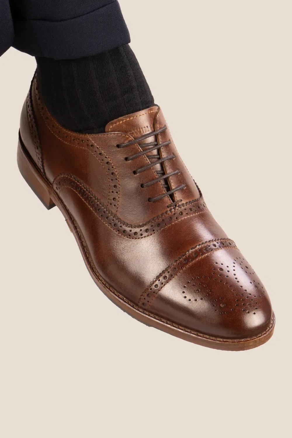 Туфли Oxford brogue кожаные Oswin Hyde, коричневый — фото 3