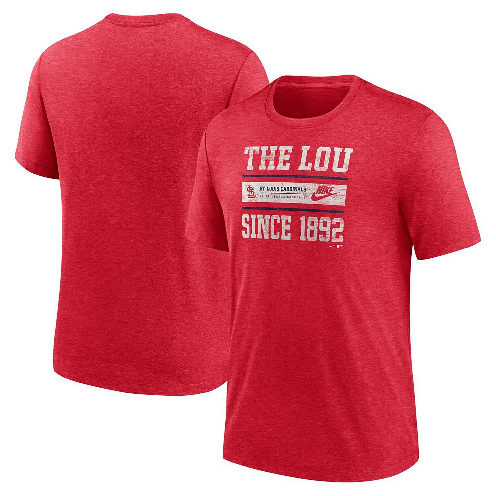 

Мужская футболка Nike Heather Red St. Louis Cardinals Cooperstown Collection Local Stack Tri-Blend, цвет Crd Red