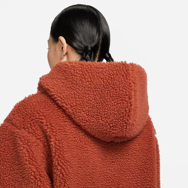 Куртка (WMNS) Nike Jacket Sports Hooded Jacket Plush 'Red White', белый — фото 3