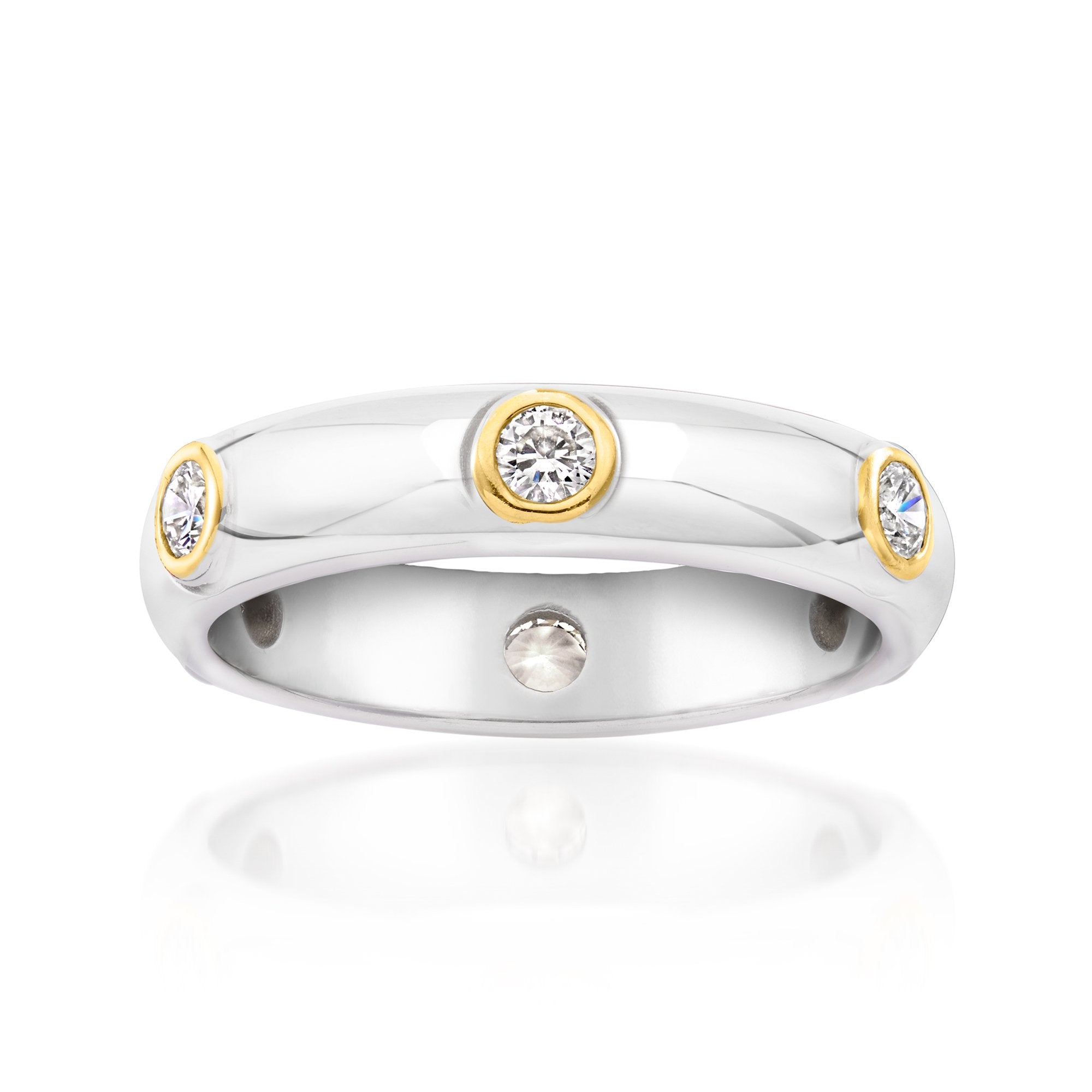 

Кольцо Ross-Simons с выращенными в лаборатории бриллиантами в оправе из стерлингового серебра и 18-каратного золота поверх стерлингового серебра Ross-Simons, белый