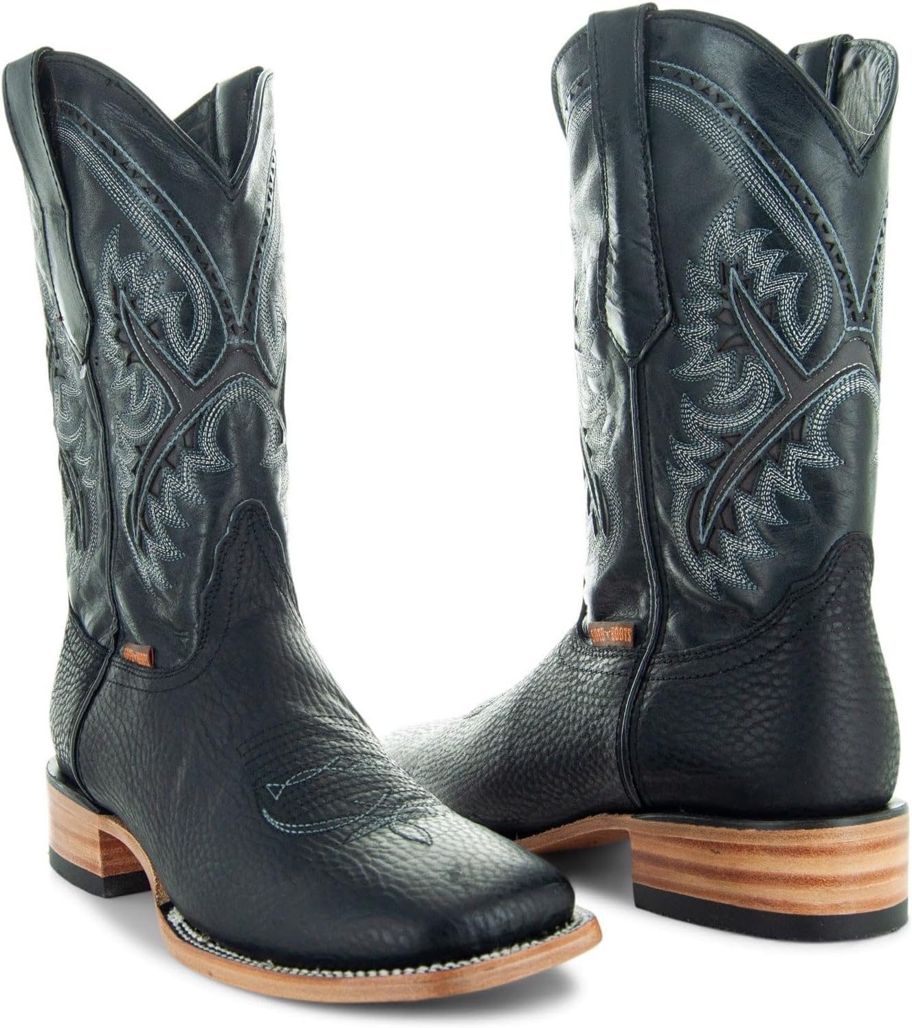 Мужские ковбойские сапоги Soto Boots черные с квадратным носком, мужские ковбойские сапоги из натуральной кожи, черные вестерн-сапоги для мужчин H50040