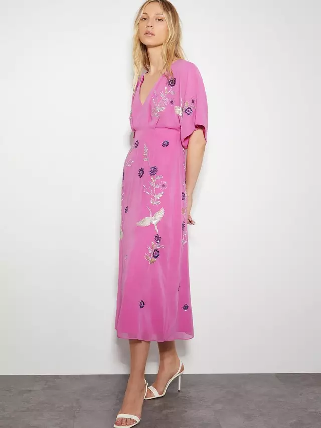 

Платье Monsoon Rosalie Kimono, розовый