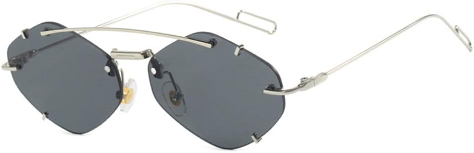 

Солнцезащитные очки UV400 с безободковой оправой и прозрачными линзами цвета «океан» для женщин и мужчин, для бега и занятий спортом на открытом воздухе UYPTK, Silver-black