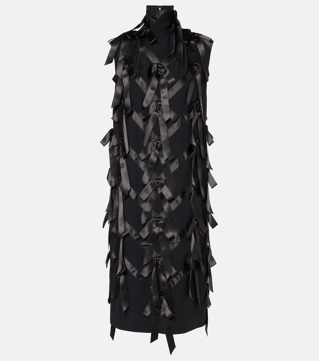 

Платье миди с атласной отделкой и бантом Prada, Nero