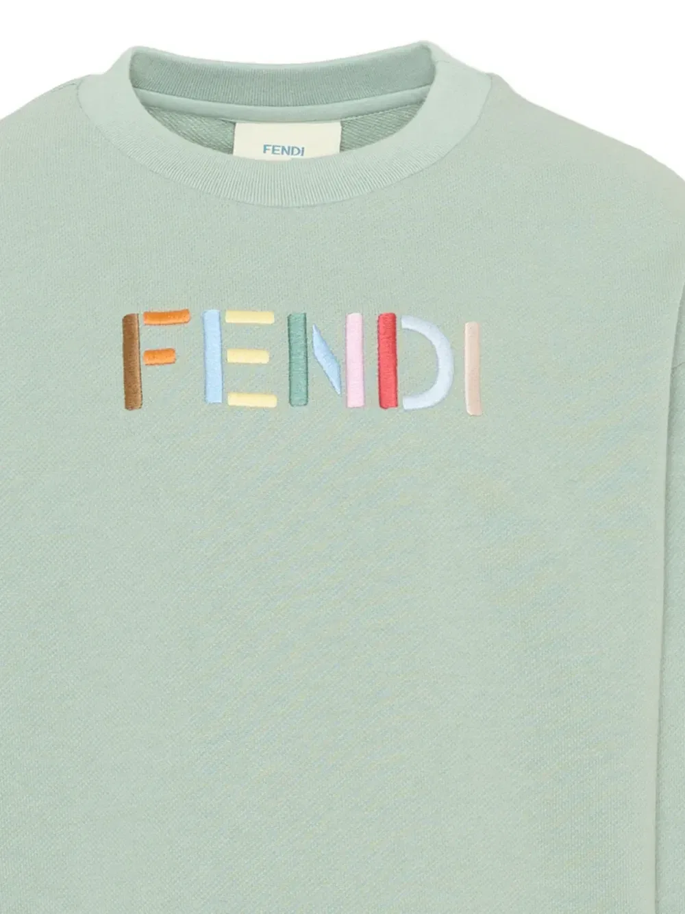 Свитер с вышитым логотипом FENDI KIDS, зеленый — фото 3