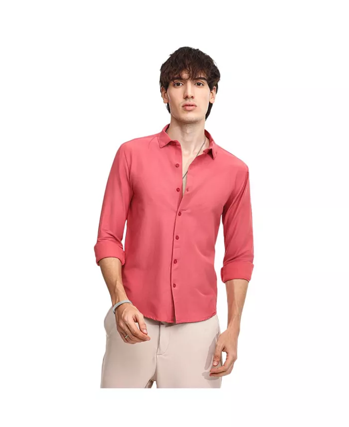 

Мужская однотонная базовая рубашка Coral Pink Campus Sutra, розовый