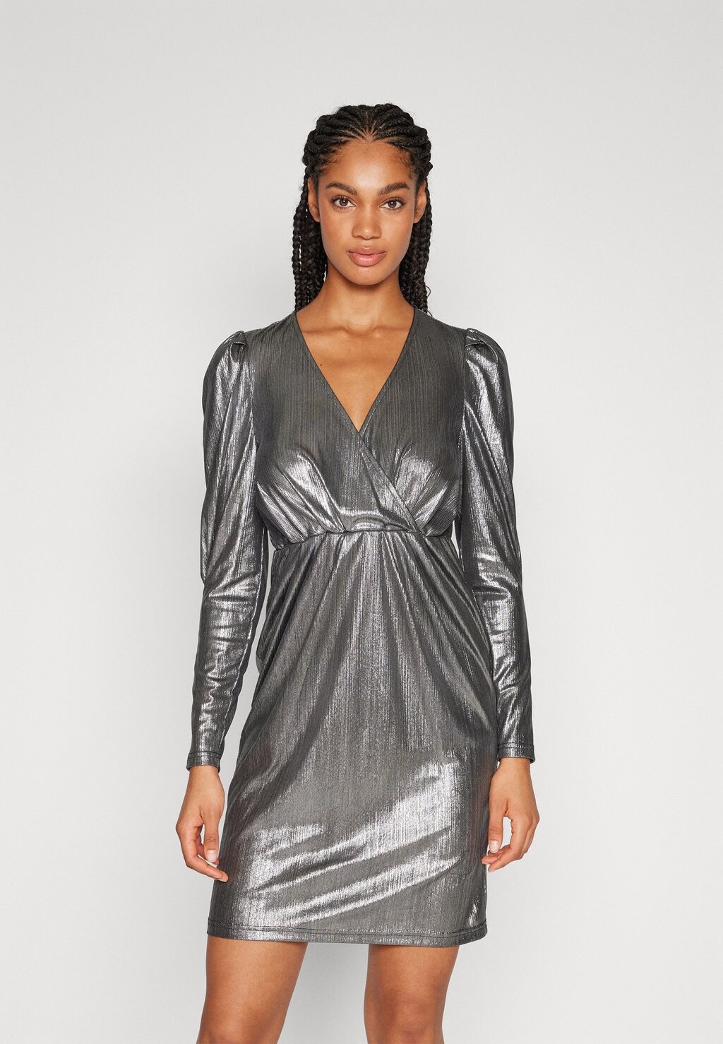 

Элегантное платье Vilinea Midi Fake Wrap Dress VILA, цвет black/silver
