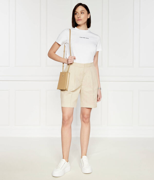 Шорты льняные Calvin Klein Regular Fit, бежевый — фото 2